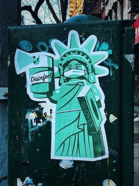 street art nyc covid-19 coronavirus statue of liberty