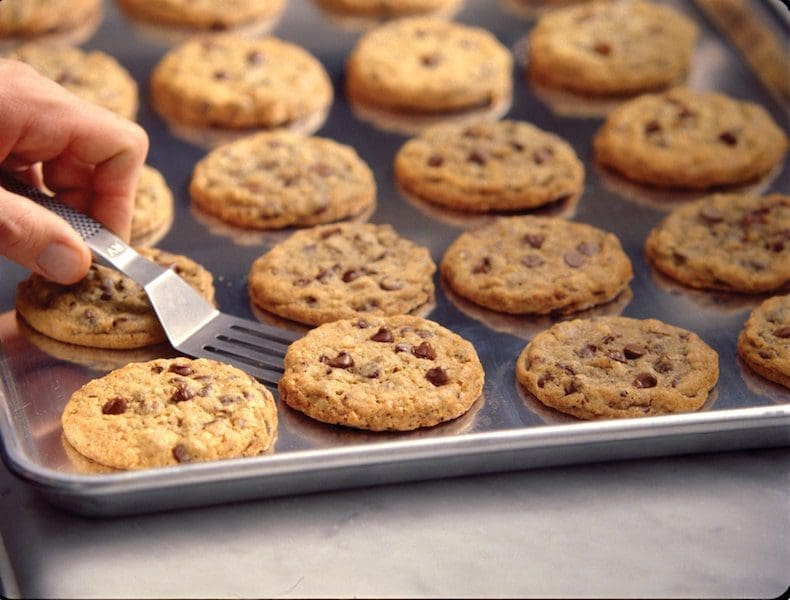 doubletree hilton chocolate chip cookies on baking sheet