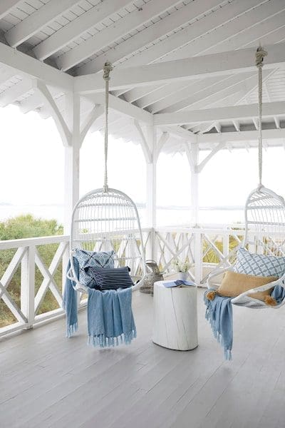 serena and lily outdoor hanging chair white  - East End Taste Magazine