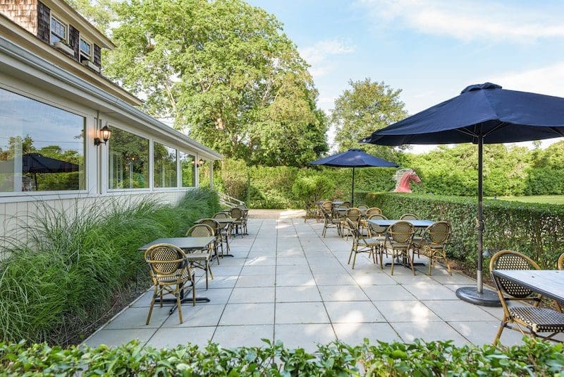 outdoor dining patio old stove pub sagaponack montauk highway