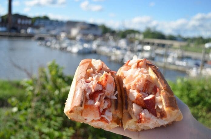 Lobster Shack East Haven Connecticut Lobster Roll in the air