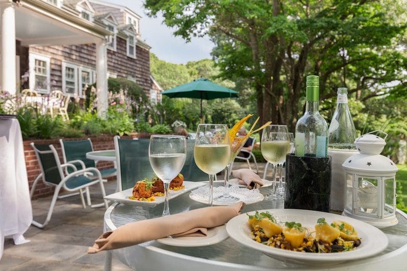 lunch outdoor dining the ram's head inn shelter island