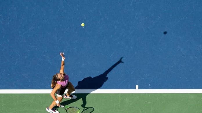 September 6, 2020 - Petra Martic in action against Yulia Putintseva during a women's singles match at the 2020 US Open. (Photo by Darren Carroll/USTA