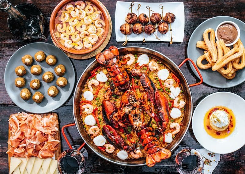 lobster paella and tapas