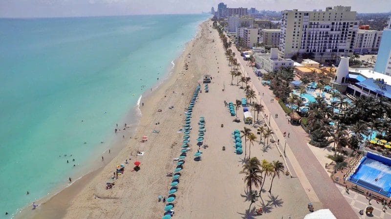 hollywood beach aerial clear water