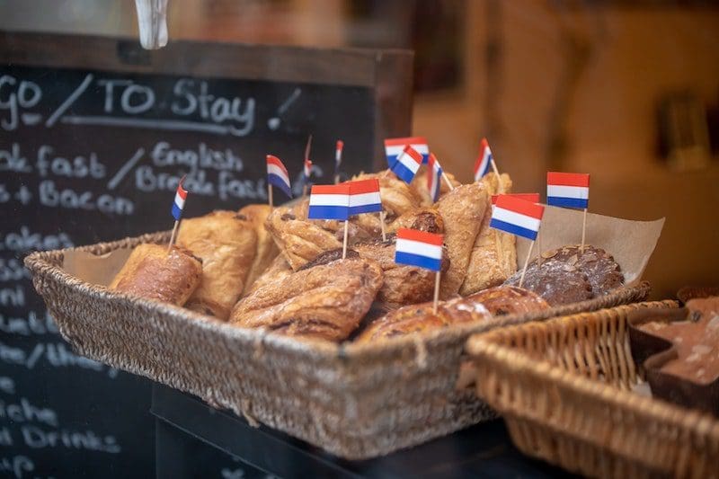 netherlands pastries and bread with mini flag