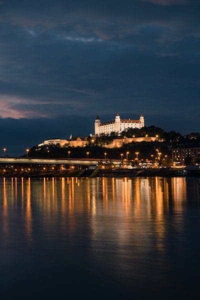 bratislava slovakia at night castle scenery
