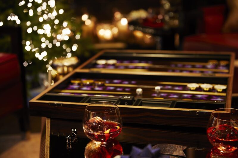 45 Park Lane Christmas library backgammon and negronis