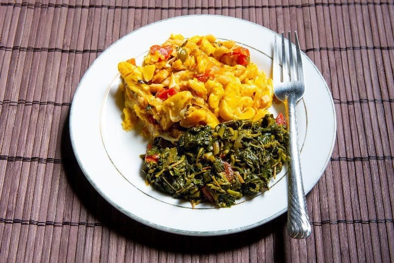 Callaloo and Ackee and saltfish