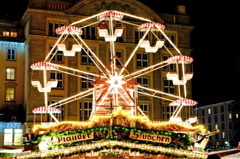 Giant Wheel at Christmas Market in Dresden germany at night