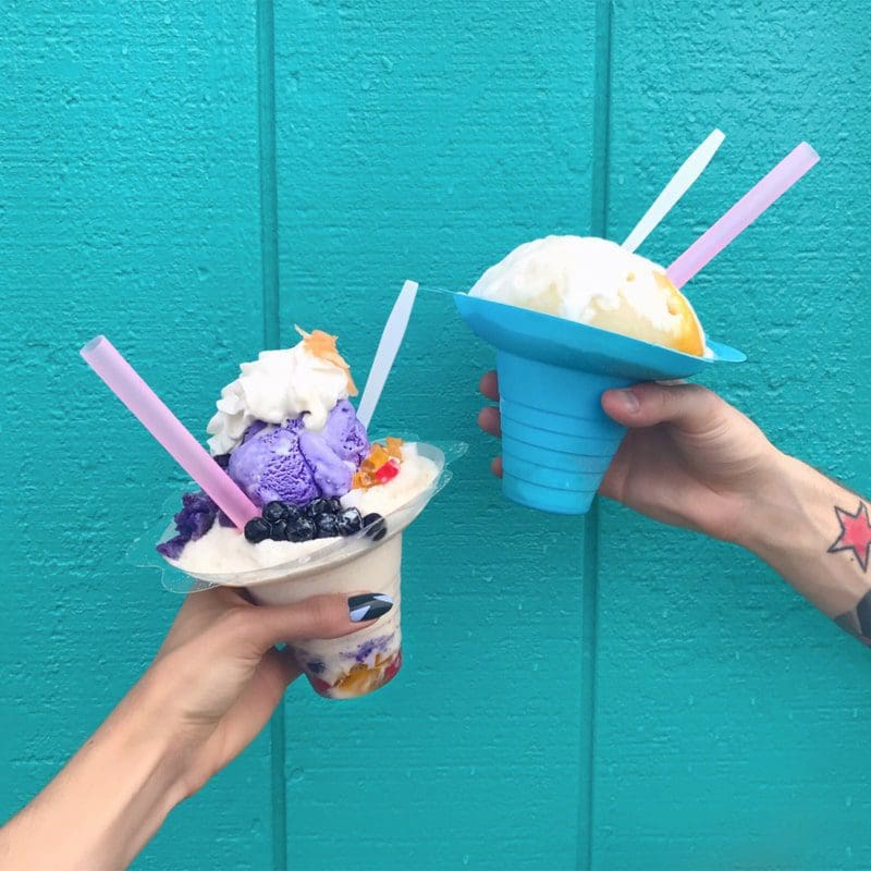 Holding halo halo and shave ice