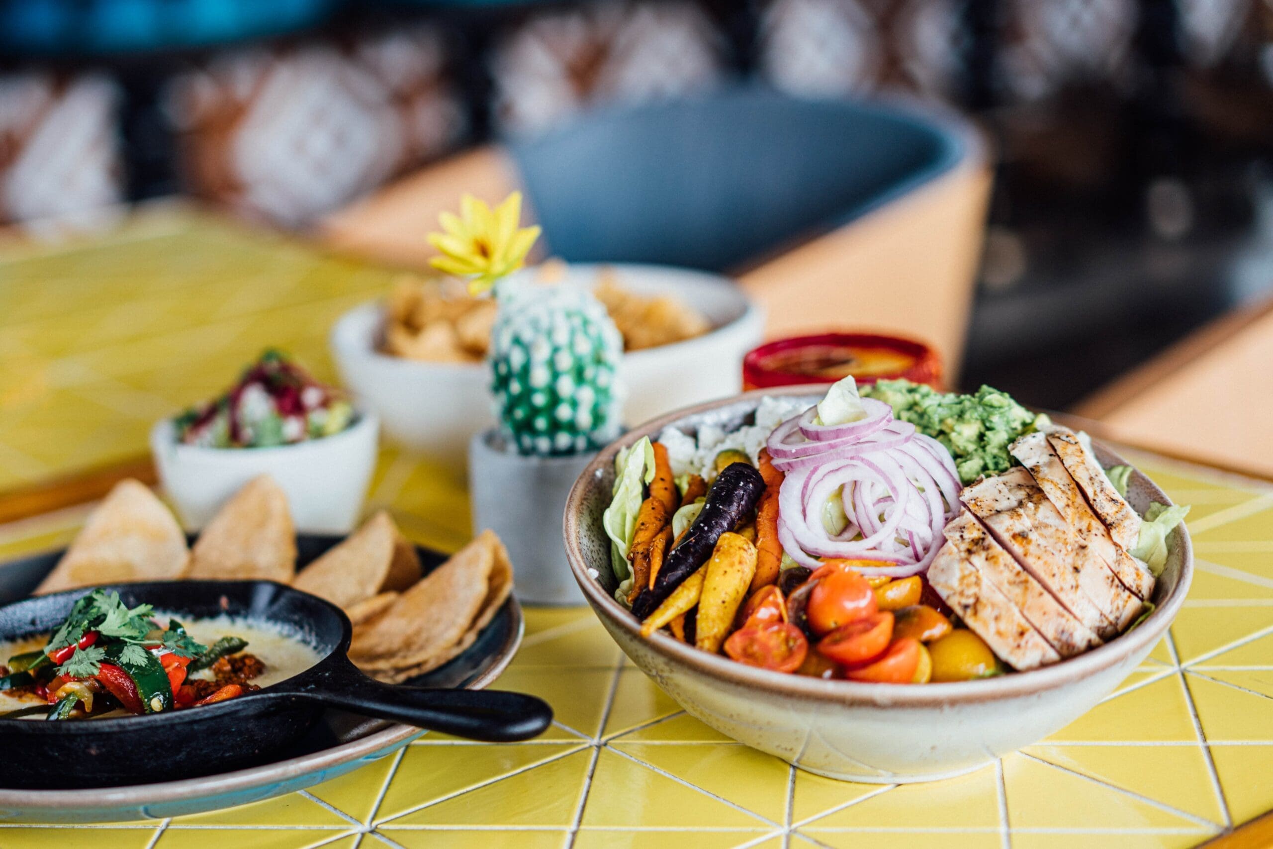 playa mesa table full of food California menu