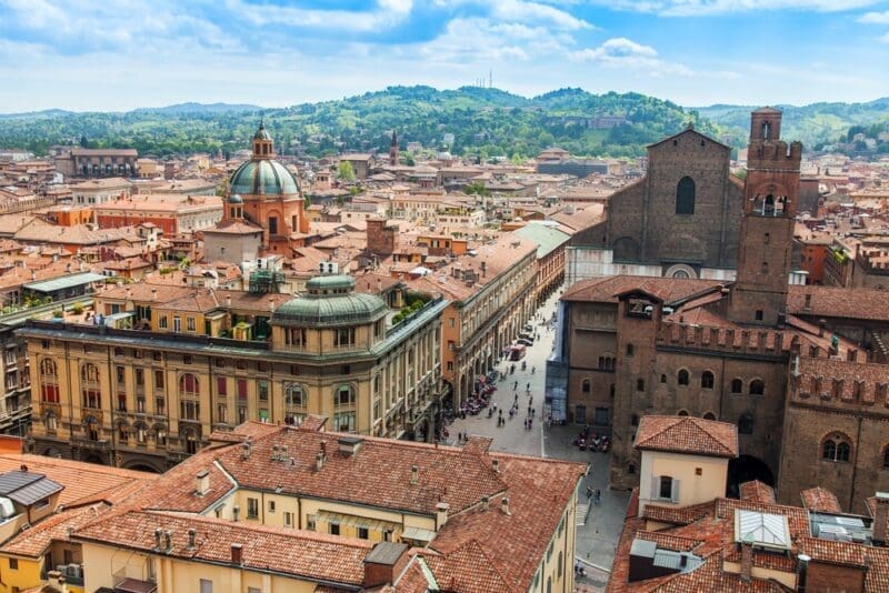 bologna italy city center overhead shot