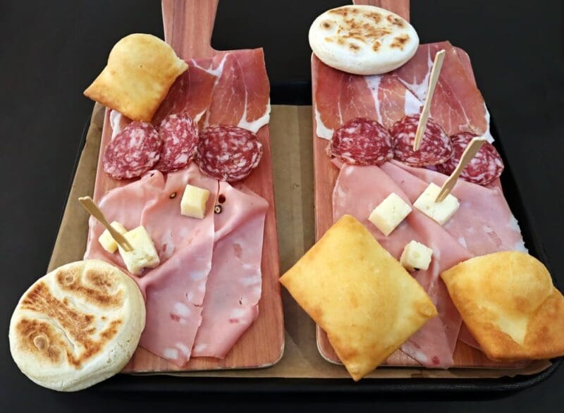 traditional plate of food from bologna tigelle