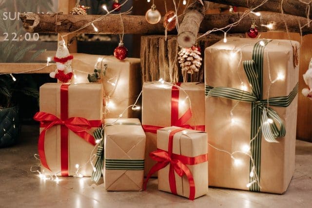 gift boxes wrapped under the tree