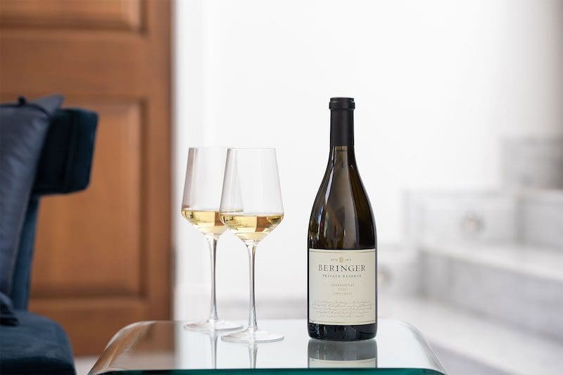 Chardonnay glasses on table living room luxury reserve
