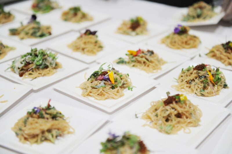 food on white plates event