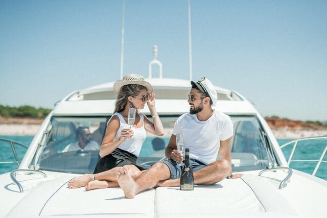 couple on a luxury charter boat