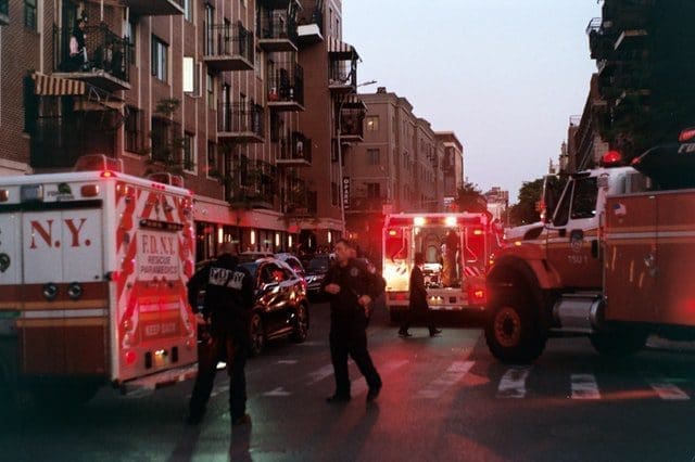 car accident with ambulance firetruck