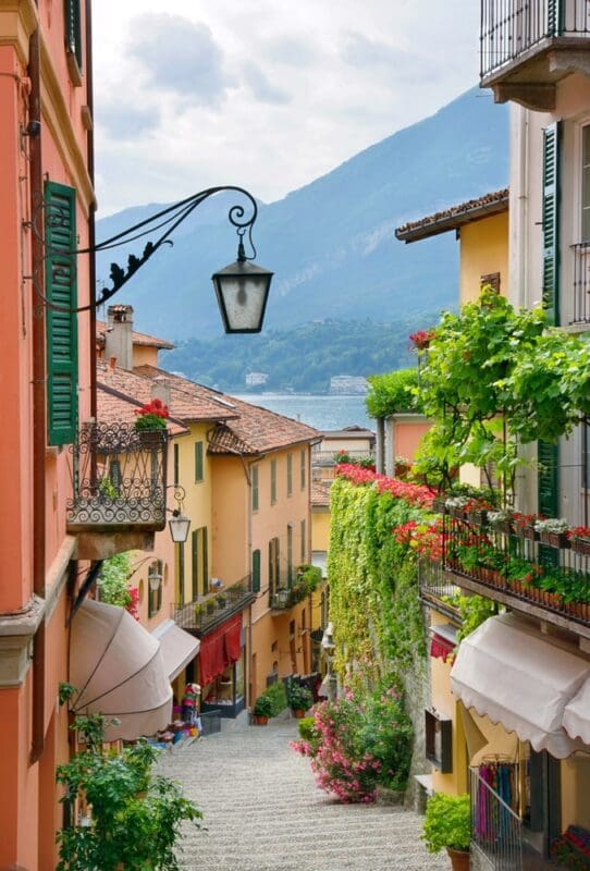 Bellagio Picturesque small town street view in Lake Como