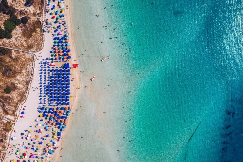 Stunning aerial view of Pelosa Beach Stintino Sardinia