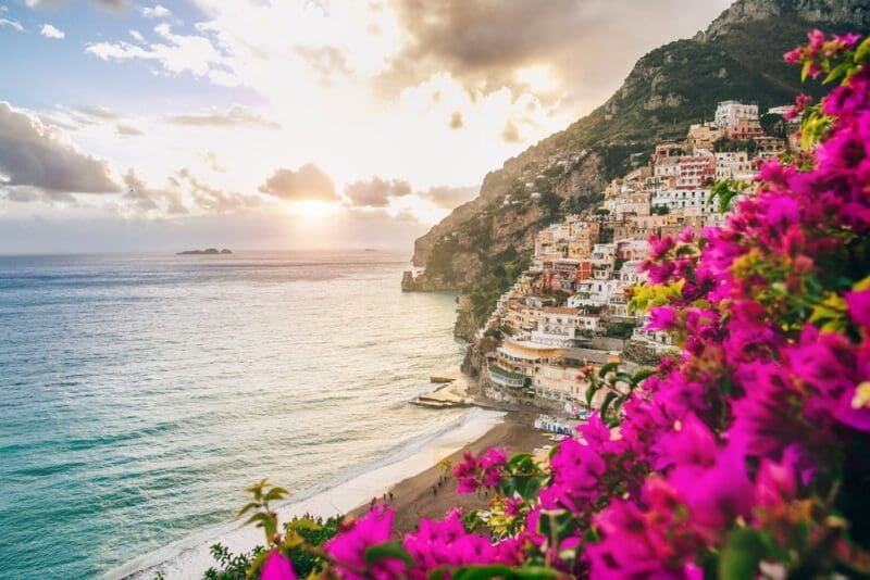 Town of Positano in bloom