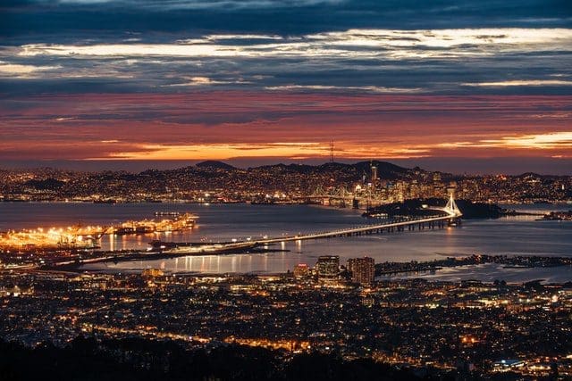 san francisco bay area ca at night