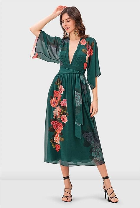 Eshakti custom green floral dress