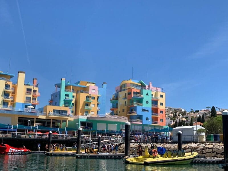 Albufeira dock colorful buildings
