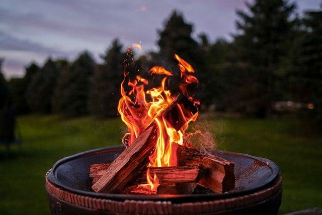 outdoor firepit with fire