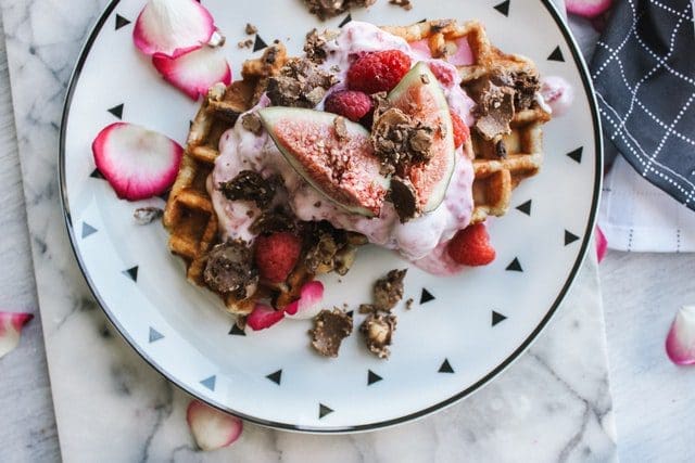 pretty breakfast on white plate