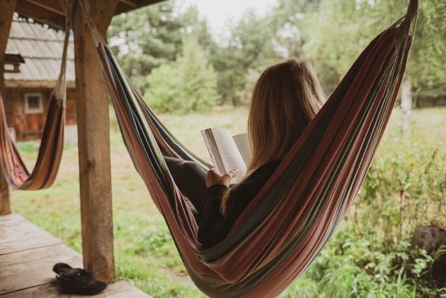 relaxing on hammock in country