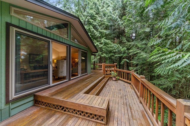 wooden deck in the woods