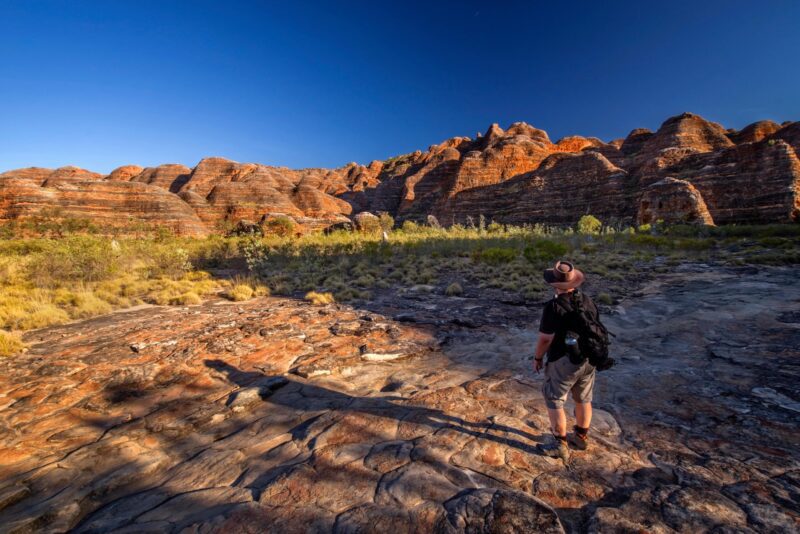 hiking in the Australian outback blue sky