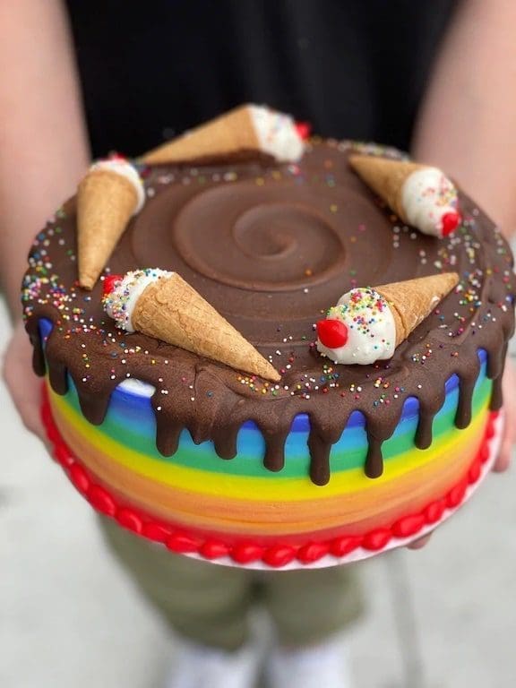 Boozy Rainbow Ice Cream Cake 