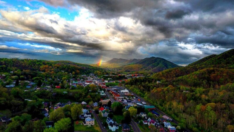 Gate City Virginia Skyline Rainbow Aerial View-min