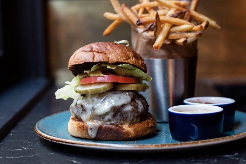 Valerie Burger on plate with fries