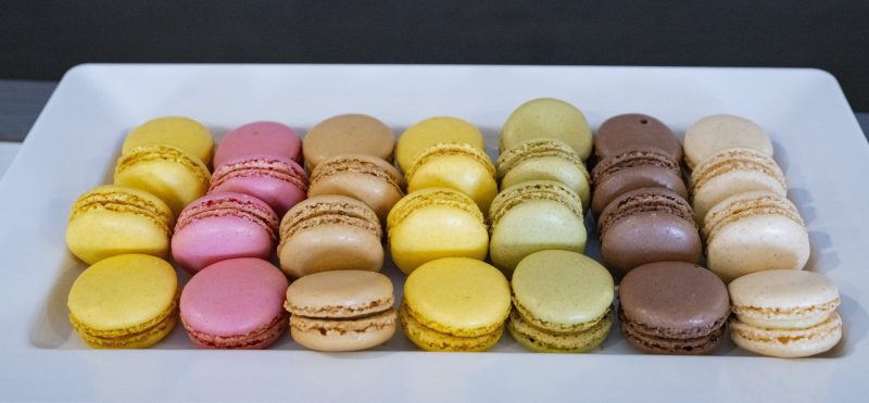 assorted macaron flavors on plate