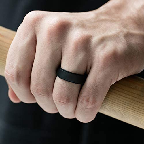 black silicone wedding band man