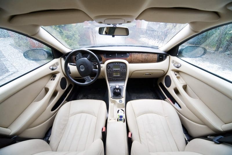 white interior of luxury car