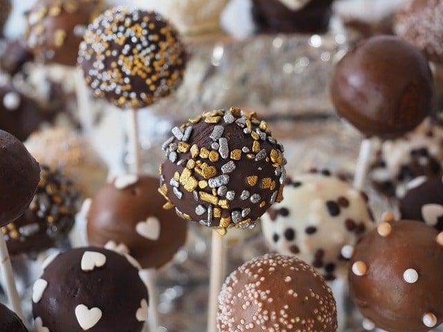 chocolate cake pops with sprinkles