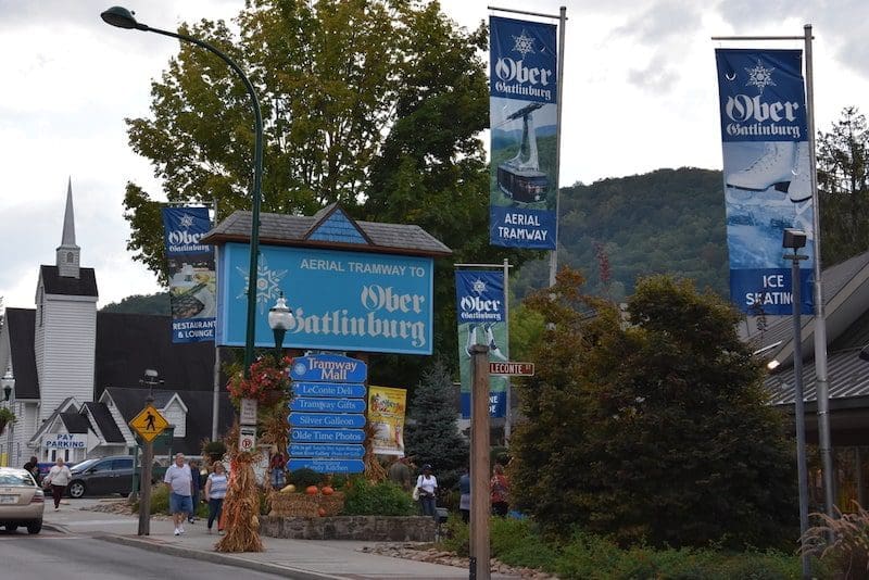 Aerial Tramway to Ober Gatlinburg from downtown Gatlinburg in Tennessee