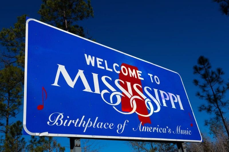 Welcome to Mississippi blue sign