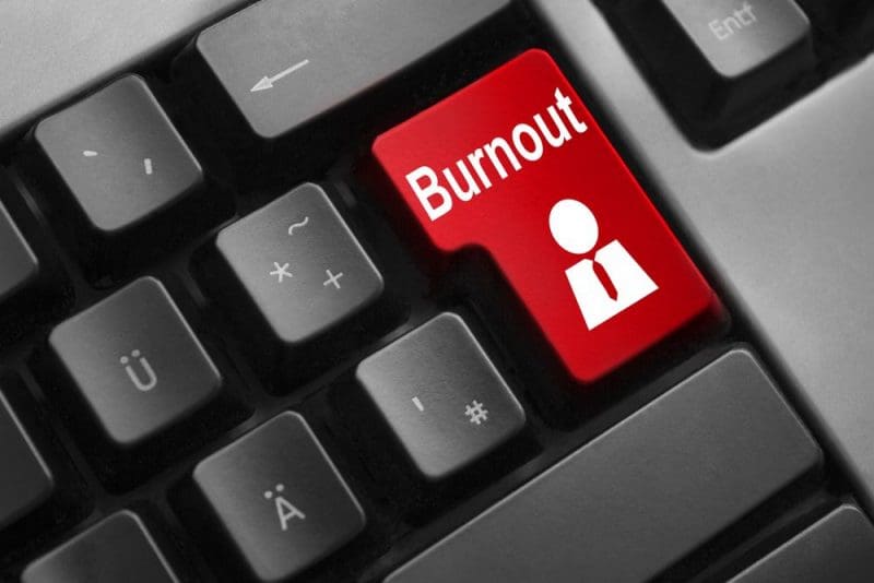 Keyboard red button burnout worker