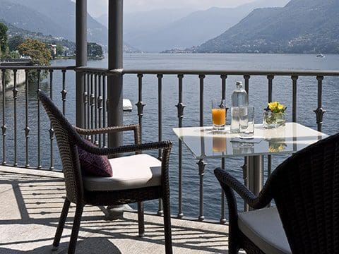 Hotel Villa Flori balcony table Lake Como