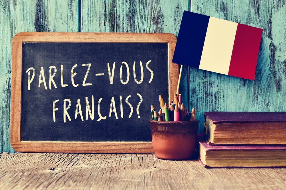 French language lesson desk