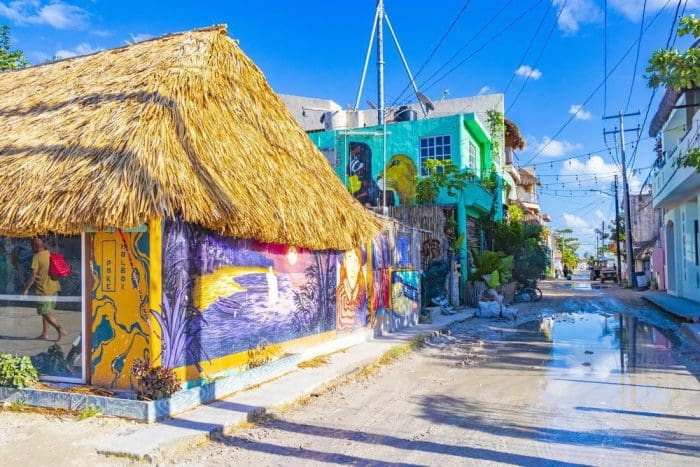 Holbox Mexico Colorful village on beautiful street