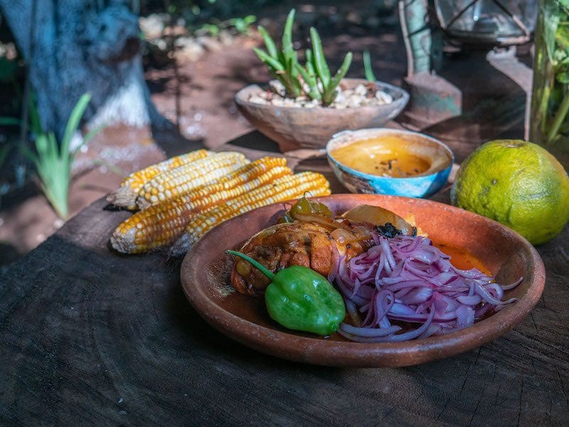traditional Mayan corn vegetables on plate