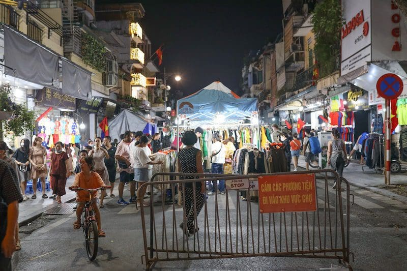 Hanoi Vietnam night market busy streets