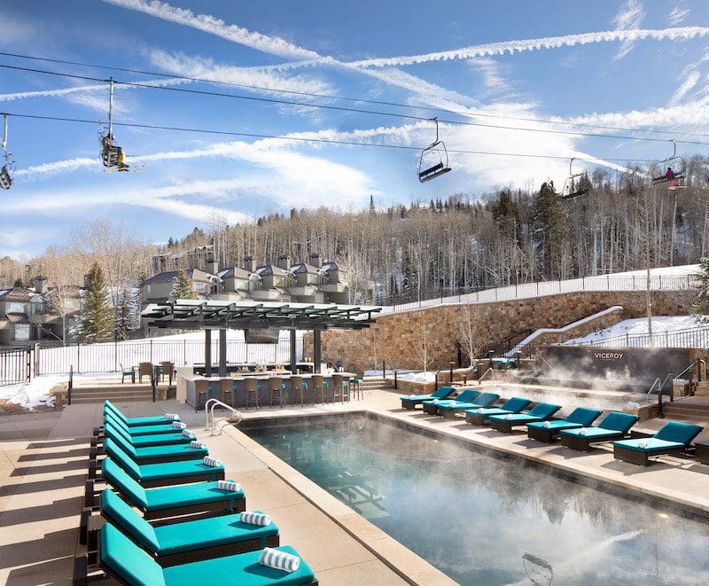 Viceroy Snowmass ski slope and heated pool